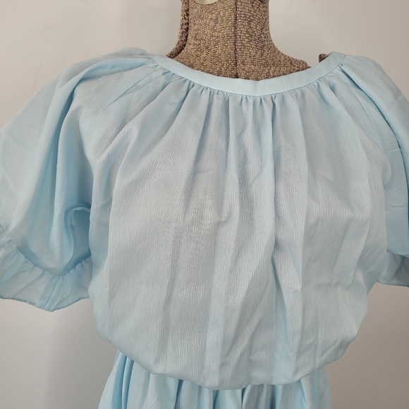 Light Blue Women’s Ruffled Midi Dress - Picture 2 of 11